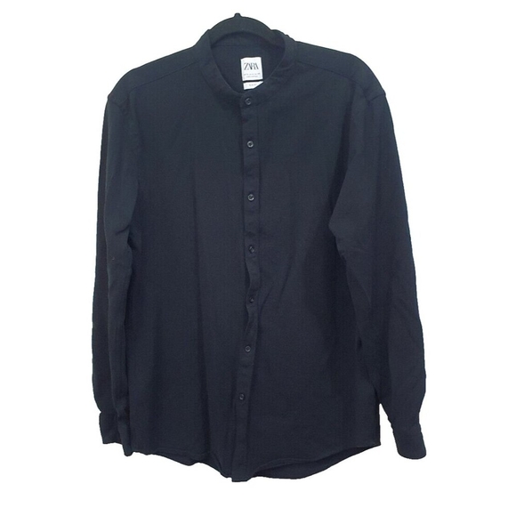 ZARA Men's Size XL Black Active Fabric Slim Fit Long Sleeve Button Down Shirt - Picture 3 of 15